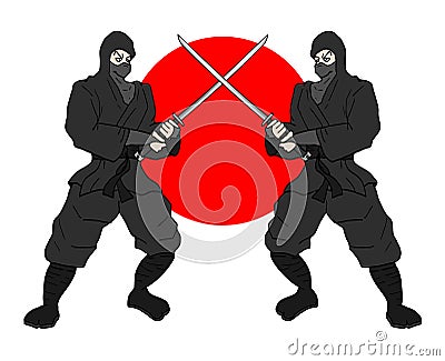 Japanese ninjas Vector Illustration