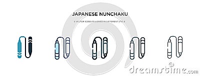 Japanese nunchaku icon in different style vector illustration. two colored and black japanese nunchaku vector icons designed in Vector Illustration