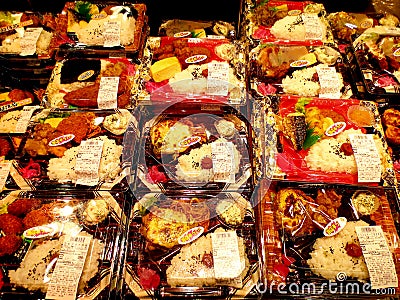 Japanese obentos box lunches Editorial Stock Photo