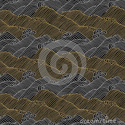 Japanese ocean wave vintage pattern Vector Illustration