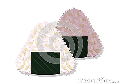 Japanese onigiri vector flat design. Stuffed rice ball wrapped in seaweed nori Vector Illustration