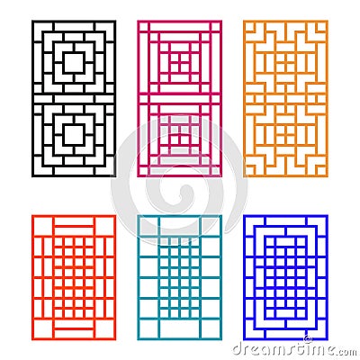 Japanese ornament for door, window, wall and fence Vector Illustration