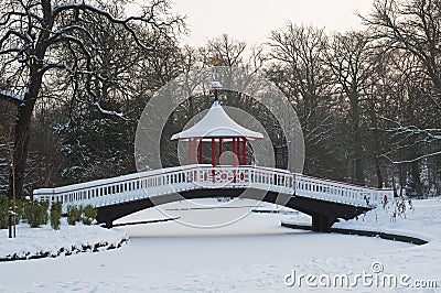 Japanese ornamental bridge Stock Photo