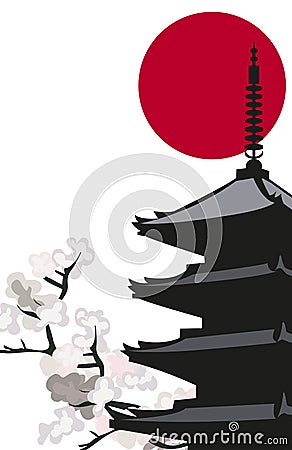 Japanese Pagoda Vector Illustration