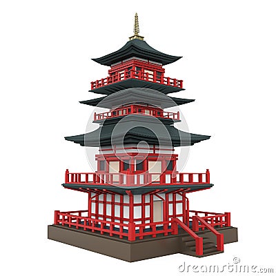 Japanese Pagoda Tower Isolated Stock Photo