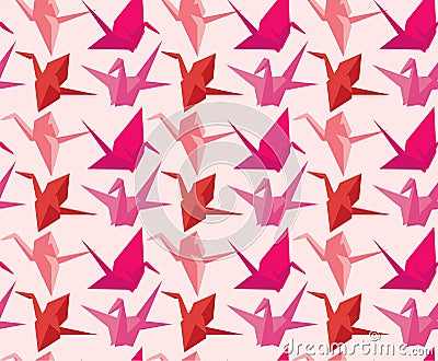 Japanese paper crane pattern Vector Illustration