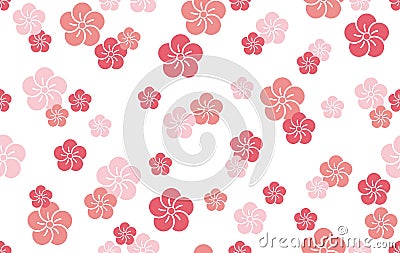 Seamless Pattern With Japanese Vintage Plum Flower Symbols, Vector Illustration. Stock Photo