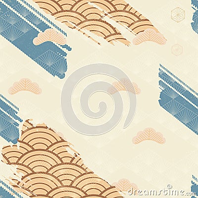 Japanese pattern with brush stroke vector. Asian icon with wave elements. Vector Illustration