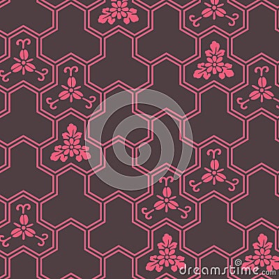 Japanese pink and gray geometric pattern Vector Illustration