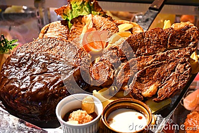 Japanese Plastic Food Display of Yummy Steak Stock Photo