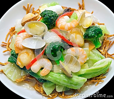 Japanese Plastic Food: Seafood Yakisoba Stock Photo