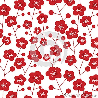 Japanese plum pattern Vector Illustration