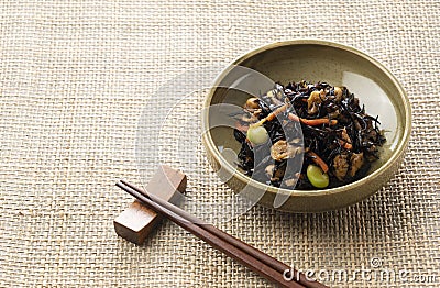 Japanese Prepared Foods. Hijiki Nimono Stock Photo