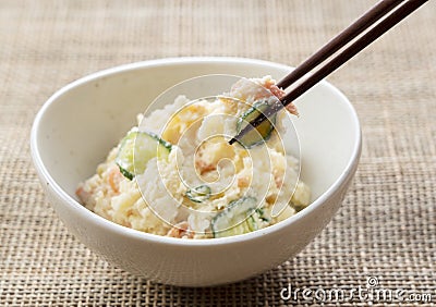 Japanese Prepared Foods. Potato Salad Stock Photo