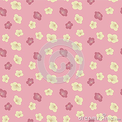 Japanese Pretty Round Flower Vector Seamless Pattern Vector Illustration