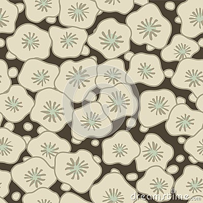 Japanese Pretty Round Flower Vector Seamless Pattern Vector Illustration