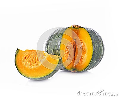 Japanese pumpkin green on white background Stock Photo