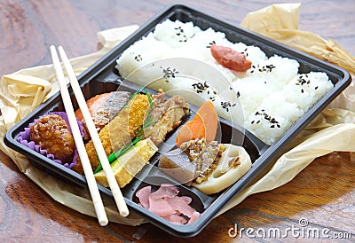 Japanese ready-made lunchbox, Bento Stock Photo