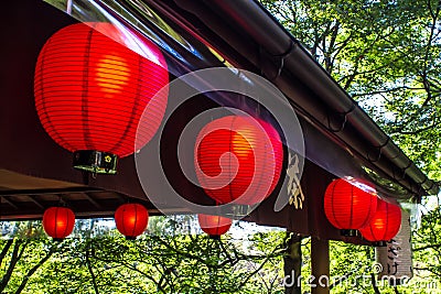 Japanese red lanterns Stock Photo