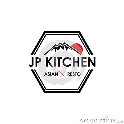 japanese restaurant logo design vector template illustration Vector Illustration