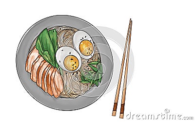 Japaneseâ€™s food ramen with chopsticks Stock Photo