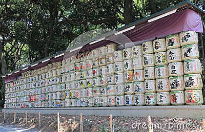 Japanese Sake barrels Editorial Stock Photo