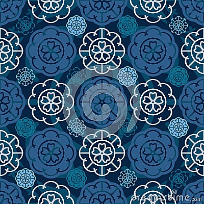 Japanese Sakura flower icon circle seamless pattern Vector Illustration