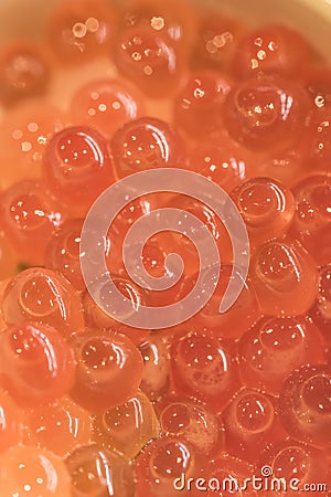 Japanese salmon caviar known as ikura which derives from Russian word which means caviar or fish roe Stock Photo
