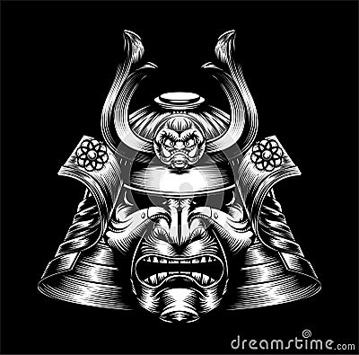 Japanese Samurai Mask Vector Illustration