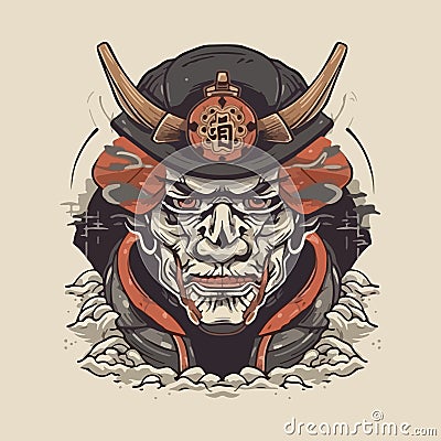 Japanese samurai ronin mask illustration Vector Illustration