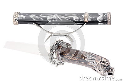 Japanese samurai sword (katana) and sheath isolated Stock Photo
