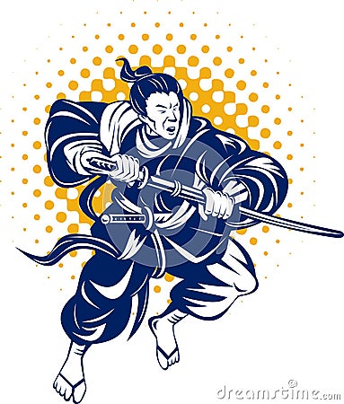Japanese samurai warrior Vector Illustration
