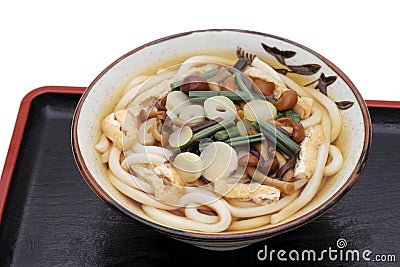 Japanese Sansai Udon noodles in a bowl Stock Photo
