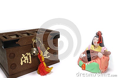 Japanese Saraswati and offertory box in the white #2 Stock Photo