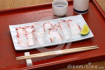 Japanese Sashimi with thinly sliced octopus Stock Photo