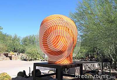 Phoenix/Tempe, Arizona: Jun Kaneko Sculpture - RED SPIRAL FACE Editorial Stock Photo