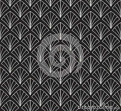 Japanese Shell Ornamental Vector Background. Art Deco Floral Seamless Pattern. Geometric decorative texture. Vector Illustration