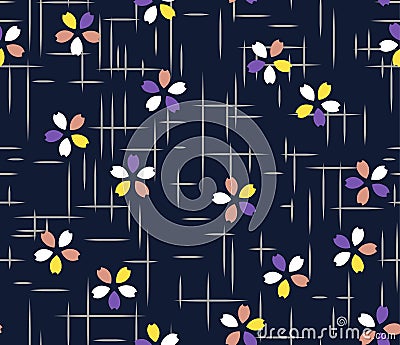 Japanese Small Cherry Blossom Seamless Pattern Vector Illustration