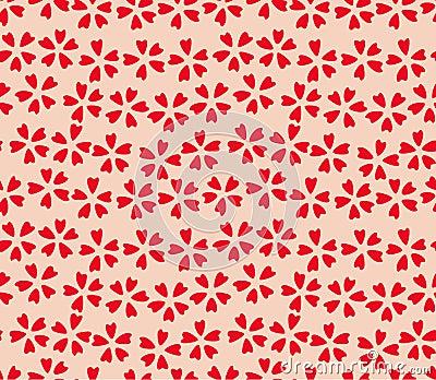 Japanese Small Cute Cherry Blossom Vector Seamless Pattern Vector Illustration