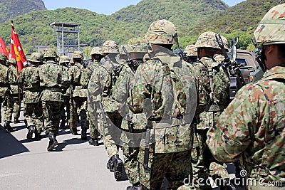 Japanese soldiers at the military base Editorial Stock Photo