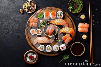 rice healthy asian fish food roll japanese seafood sushi fresh. Generative AI. Stock Photo