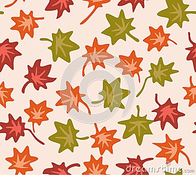 Japanese Spring Maple Leaf Vector Seamless Pattern Vector Illustration