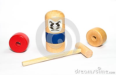 Japanese Stacked Daruma Game Stock Photo