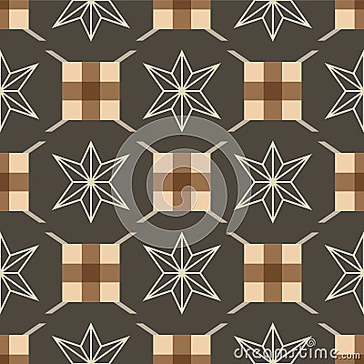 Japanese Star Leaf Motif Mosaic Vector Seamless Pattern Vector Illustration