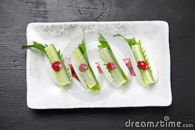 Japanese steamed fish paste with cucumber Stock Photo