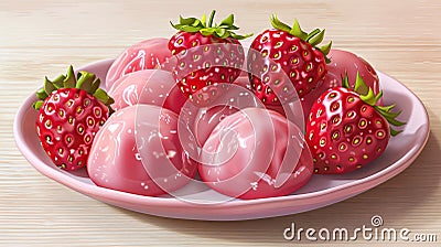 japanese strawberry mochi Cartoon Illustration