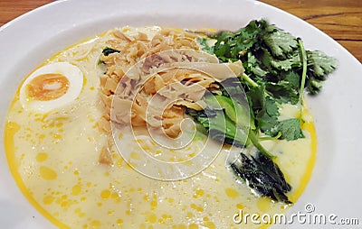 Japanese style bone soup noodles. Stock Photo