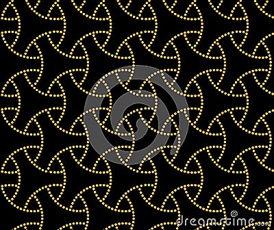 Japanese style golden seamless pattern background image round curve cross dot line frame Vector Illustration