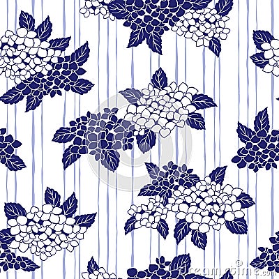 Japanese style hydrangea pattern, Vector Illustration