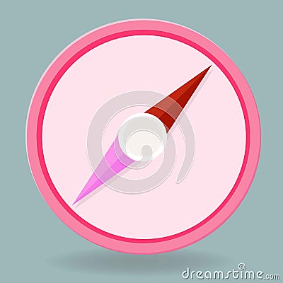 Japanese Style Pink Compass Vector Icon in Blue Background Vector Illustration